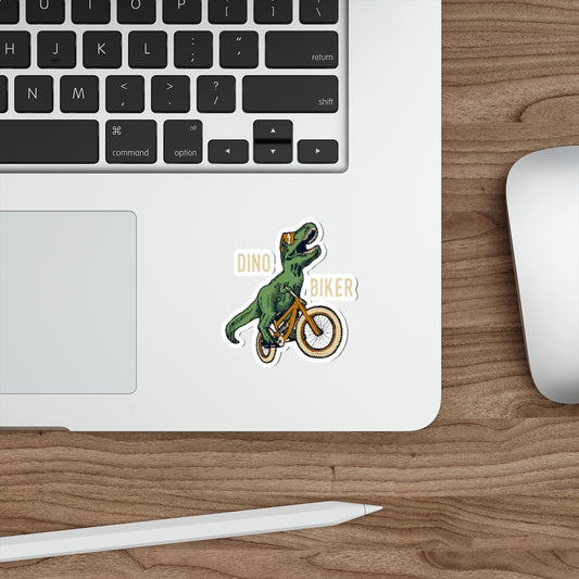 Dino Biker Die-Cut Sticker