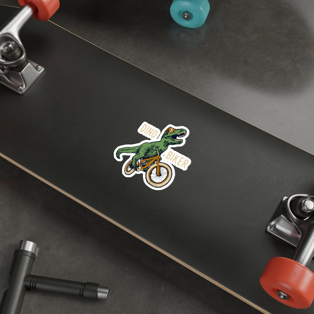 Dino Biker Die-Cut Sticker