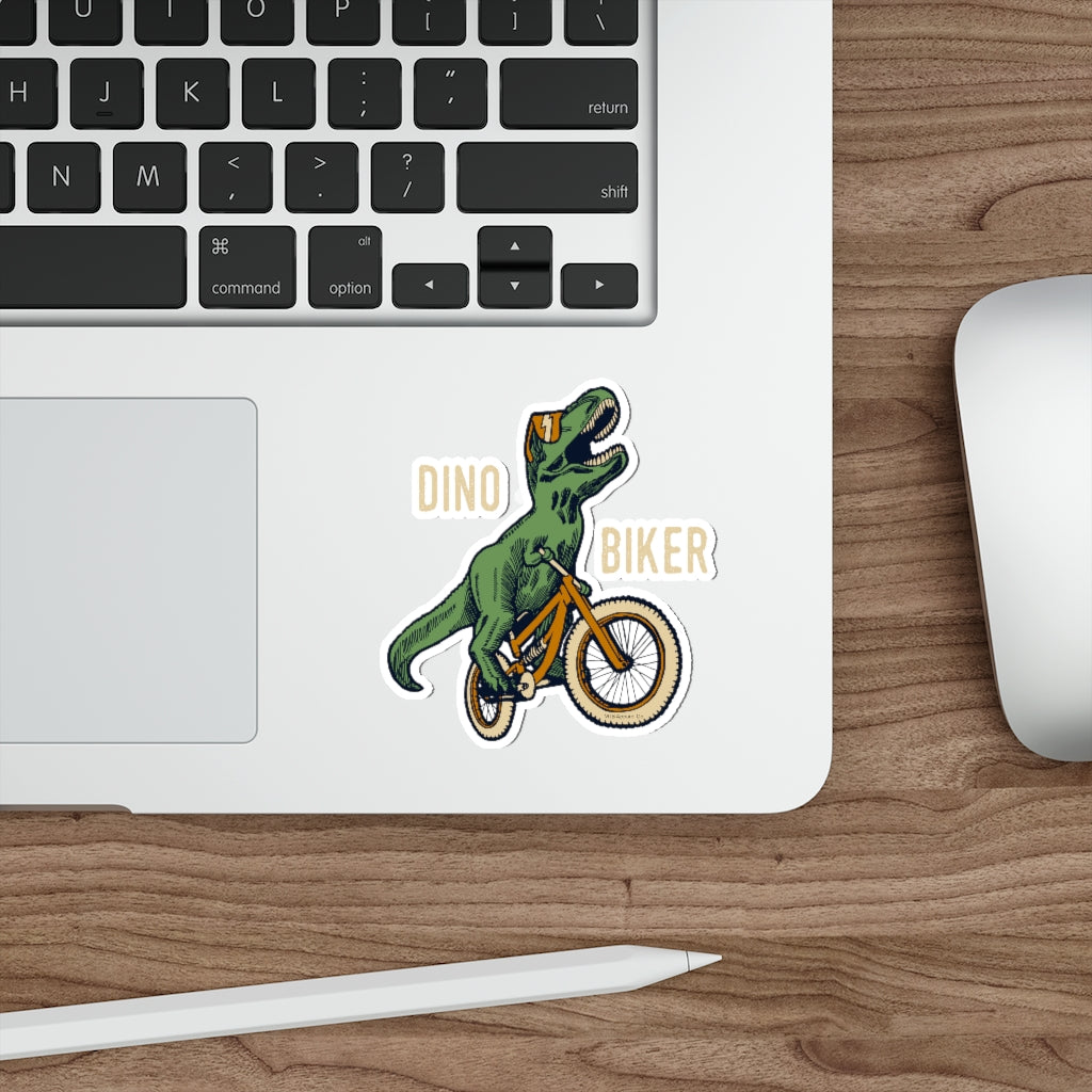 Dino Biker Die-Cut Sticker